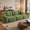 Sofá de Tela Chenilla Crema para Sala de Estar de Apartamento Pequeño Moderno Simple Estilo Nuevo Retro Sofá Nube de Fila Recta