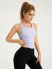Chaleco de Yoga Cruzado Color Durazno, Una Pieza con Cuello Redondo Fijo, Ajustado, Anti-Exposición, Chaleco Deportivo Antideslizante