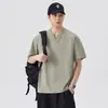 Camiseta casual de manga corta con cuello en V, holgada y transpirable para hombre