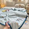 Colcha de Verão de Algodão de Fibra Longa Classe A com 60 Contagens, Colcha Lavável para Ar Condicionado, Colcha de Bebê Fofa com Desenhos Animados com Núcleo Fino de Soja
