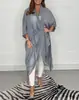Vestido Estilo Europeo y Americano, Moda Casual Primavera y Verano, Versátil, Adelgazante, Diseño Holgado de Cuello en V, Color Sólido, Oversize, Ropa Femenina Transfronteriza