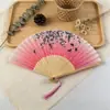 Leque Dobrável Leque Estilo Antigo Feminino Hanfu Verão Dança Estilo Chinês Dança Dobrável Traje Clássico Portátil Borla Pequeno Leque de Bambu