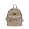 Mochila Clássica com Monograma Feminina Retro Estampa Completa Mochila Pequena Bolso Frontal com Zíper Leve para Deslocamento Viagem Mochila Escolar Leve