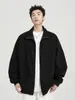 Chamarra de peso pesado con cuello alto de 400 g para hombre, otoño e invierno, estilo americano, corte holgado, de alta gama, versátil, con cremallera, sudadera tipo cárdigan gris
