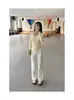 Jeans Blancos de Estilo Coreano con Caída para Tallas Grandes para Mujer, Versátiles y Adelgazantes, Pantalones de Pierna Recta de Moda y Elegantes, Tendencia