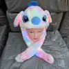 Gorra de felpa con orejas de conejo luminosas para apretar a mano, con bolsa de aire, orejas móviles, gorra de dibujos animados para padres e hijos