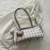 Bolsa de Mão Versátil de Alta Qualidade com Estampa Xadrez da Moda para Mulheres, Bolsa de Ombro Simples Retrô Elegante para o Verão