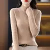 Otoño e Invierno Nuevo Transfronterizo Interior Cálido Tejido Base Camiseta Top Moda Elegante Femenina Perforación Caliente Suéter de Cuello Alto Medio para Mujer