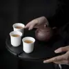 Juego de Regalo de Tetera de Arcilla Púrpura y Tres Tazas de las Dinastías Tang y Song, Juego de Té Kung Fu, Juego de Tazas de Té de Porcelana Blanca para el Hogar, Embalaje en Caja de Regalo