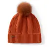 Atacado de Fábrica Caxemira Transfronteiriço Outono Inverno Novo Engrossado Padrão Diamante Borda Rebatida Quente Chapéu com Pom-pom Touca de Tricô com Proteção para Orelhas