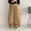 Pantalones para Niñas 2026 Otoño Nuevo Estilo para Niños Medianos y Mayores Cubierta de Pañal Desmontable Pantalones de Trabajo de Pierna Curva Pantalones Largos de Otoño para Niños