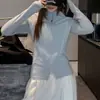 Chaqueta cárdigan con cremallera y cuello alto, cuidadosamente seleccionada, para otoño e invierno, para mujer, engrosada, tejido cepillado, entallada a la cintura, corte ceñido, de manga larga
