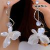 Pendientes Largos de Flor de Magnolia Francesa 2025 para Mujer Estilo Verano de Lujo Accesible Diseño de Nicho