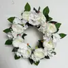 Nueva Corona de Flores de Primavera Colgante de Puerta Decoración de Puerta de Boda Fotografía Celebración de Boda Decoración Floral para Sala de Estar Corona Blanca de Peonías Artificiales