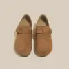 Aumento de Altura Oculto de 4CM~Fivela Camurça Batata Pequena Sapatos Casuais Femininos Par com Meias Grossas Slip-on Sapatos Preguiçosos Femininos Sapatos Individuais