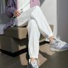 Pantalones Casuales Nuevos de Pierna Waffle, Cordón Ajustable Holgado, Cintura Alta, Slim, Pantalones Harem Casuales Versátiles para Mujer a la Moda