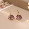 Pendientes de Gancho con Flor de Circonita Brillante Populares, de Gama Alta, Modernos, Exquisitos, Versátiles, Pendientes de Estilo Suave, Romántico, Femenino