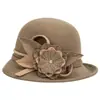 Rongmei 2026 Nuevo Sombrero Clásico Hepburn Transfronterizo con Ala Curva, Sombrero de Mezcla de Seda y Lana, Elegante Sombrero de Estilo Francés
