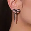 TEMU Explosões Novos Brincos de Laço de Diamante Super Brilhantes Femininos Doces Franja Vazados Simples Brincos Brincos