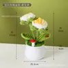 Planta em Vaso Rosa de Lã Acabada Transfronteiriça Planta Pequena Pura Tricotada à Mão Presente Tricotado em Lã Enfeites de Escritório