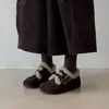 Versión de Piel Suave~ Zapatos de Piel Retro Maillard con Suela Interior Elevadora para Mujer, Punta Redonda, Correa de Doble Hebilla, Zapatos Cálidos de Algodón Peludo