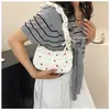 Bolso de Mano/Hombro Grande de Verano Estilo Coreano, Bolso de Hombro con Cierre de Cordón Retráctil, Bolso de Hombro con Estampado Fresco