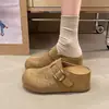 Sandalias Birkenstock de Suela Gruesa para Mujer 2026 Primavera/Otoño Nuevas Versátiles de Punta Cerrada con Hebilla Medias Pantuflas Casuales para Exteriores Pantuflas Perezosas