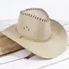 Sombrero de Sol para Hombre de Verano con Tres Cuerdas Sombrero de Vaquero Material de Cáñamo Sombrero de Estilo Étnico Europeo y Americano Sombrero de Viaje para Playa