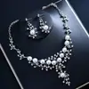 Joyería Popular Transfronteriza Europea y Americana, Lujo Ligero y Circonita de Gama Alta Set de Accesorios para Vestido de Banquete Nupcial Boda Venta al por Mayor