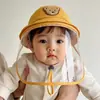 Chapéu infantil protetor respirável à prova de sol, chapéu de pescador com aba larga para proteção UV de bebê, chapéu de sol, chapéu respirável popular de verão