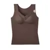 Chaleco térmico de biocerámica para mujer con almohadillas en el pecho integradas, forro polar, engrosado, ropa interior térmica sin costuras para otoño e invierno