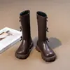 Botas Largas de Moda Versátiles para Niñas 2026 Otoño/Invierno Nuevas Botas de Cuero Elegantes con Lazo de Princesa Botas Martin Tendencia