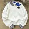 Sudadera de estilo coreano con estampado de oso Ins, de dos piezas falsas cosidas, con cuello tipo polo para mujer, Otoño e Invierno 2025, Top casual entallado