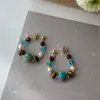 Novos Brincos de Pedra Natural com Contas Estilo Chinês para Mulheres 2025 Novos Brincos Estilo Étnico Retrô Outono e Inverno Brincos Únicos e Bonitos