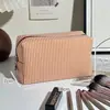 Bolsa de Maquillaje Bordada de Gasa de Gran Capacidad a Rayas Bolsa Portátil para Maquillaje de Salida Bolsa de Artículos de Tocador de Viaje