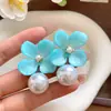 Pendientes de plata con baño de oro real, aguja cuadrada, borla de perla y circonita, pendientes de lujo ligero de alta gama, fabricante de pendientes vintage