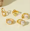 Joyería Transfronteriza Europea y Americana Moda Retro Anillo Abierto de Perlas Diseño de Nicho Anillo de Lujo Accesible Set