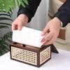 Caixa de Lenço de Madeira Maciça e Rattan Caixa de Papel de Noz Preta Chinesa Caixa de Armazenamento Vintage de Cabeceira para Pousada Caixa de Papel para Sala de Estar