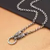 Collar Double Pixiu Estilo Étnico de Plata Tailandesa 925 para Hombres y Mujeres, Cadena para Suéter de Collar Simple Creativo Vintage Hecho a Mano con Aspecto Envejecido