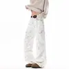 Pantalones de trabajo altos para hombre extra largos tie-dye, blancos y grises, jeans holgados de pierna ancha, pantalones rectos de pierna ancha ligeramente acampanados con múltiples bolsillos