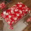 Mantel de Año Nuevo Impermeable Accesible Lujo Gama Alta Rojo Festivo Atmósfera Festiva Mantel Decorativo Mesa de Café Salvamanteles