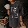 Camiseta feminina de manga curta verão manga curta feminina tamanho europeu camiseta vintage estampada tamanho europeu camiseta de caveira