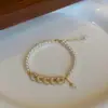 Pulsera de Perlas Moneda de Zirconia para Mujer, Pulsera de Lujo Ligero Nicho de Gama Alta, Joyería al por Mayor con Cuentas de la Fortuna de Cinco Emperadores