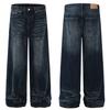 Fx059 Jeans de Pierna Ancha Sueltos para Hombre con Patrón de Bigotes Lavado Azul High Street Americano Diseño de Moda de Gama Alta