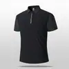 Camiseta de seda gelada cor lisa versátil moderna de malha masculina manga curta gola polo casual fina respirável camisa polo business