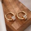 Aogu Moda Ins Europea y Americana Exquisitos Pendientes de Cuentas de Transferencia de Circonita Chapados en Cobre Oro Real para Mujer Nicho Lujo Accesible Pendientes de Gama Alta
