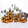 Venda Direta da Fábrica Frasco de Óleo Essencial Galvanizado Dourado em Formato de Cabaça Frasco Portátil com Rolo Frasco Cosmético Moderno Frasco Vazio de Vidro Recarregável