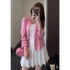 Idade-reduzindo a idade Moda Candy Color Preguiçoso Solto Slim Bordado Cardigan de Malha Top Feminino Início do Outono Novo K0810T