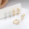 Brinco de Pressão Unissex Cruz de Zircônia em Prata Esterlina S925 Argola Simples da Moda Transfronteiriça Europeia e Americana Luxo Leve