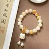 Pulsera Bodhi Quemada con Carbón, Pulsera Bodhi Garra de Gato Quemada con Carbón, Estilo Garra de Gato DIY, Pulsera Estilo Chino Nuevo, Cuentas de Oración Estilo Étnico